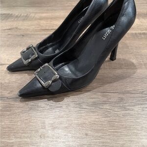 Blake Scott Black Pointed Toe Buckle Stiletto Heels